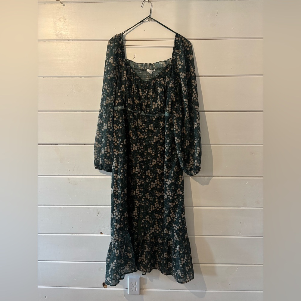 Floral Green Dress boho fall western boutique
